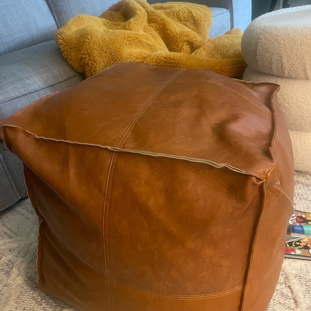 Faux Leather Ottoman UNSTUFFED - Picture 4 of 6